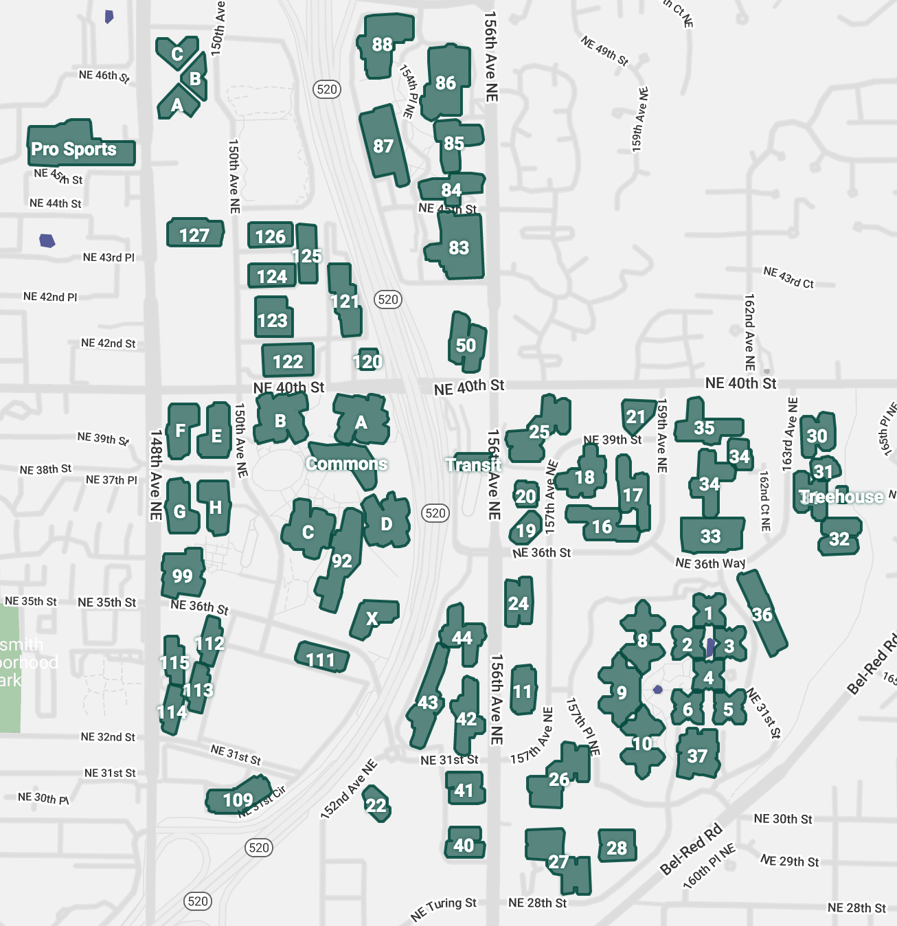 Microsoft Redmond Main Campus map image