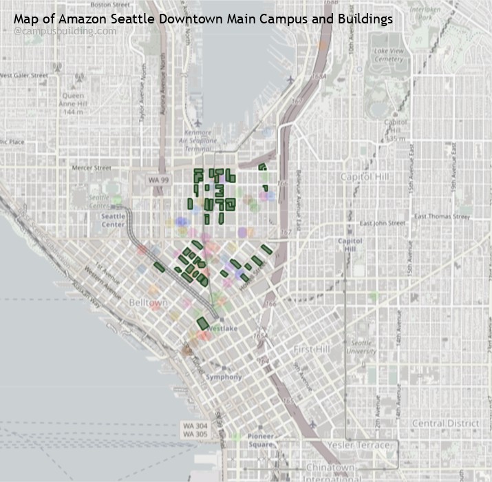 Amazon Seattle Downtown Main campus buildings map