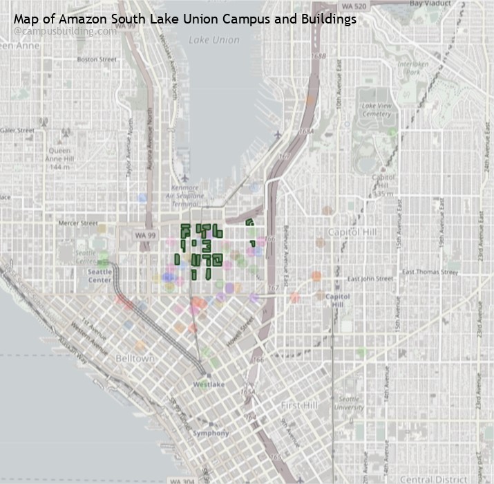 Amazon South Lake Union campus buildings map