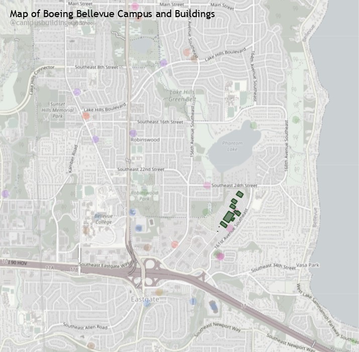 Boeing Bellevue campus buildings map