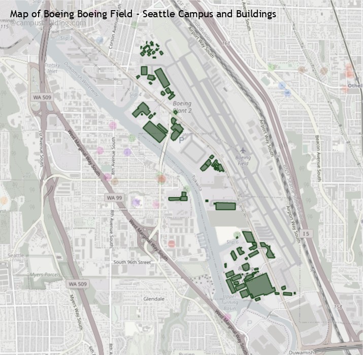 Boeing Boeing Field - Seattle campus buildings map