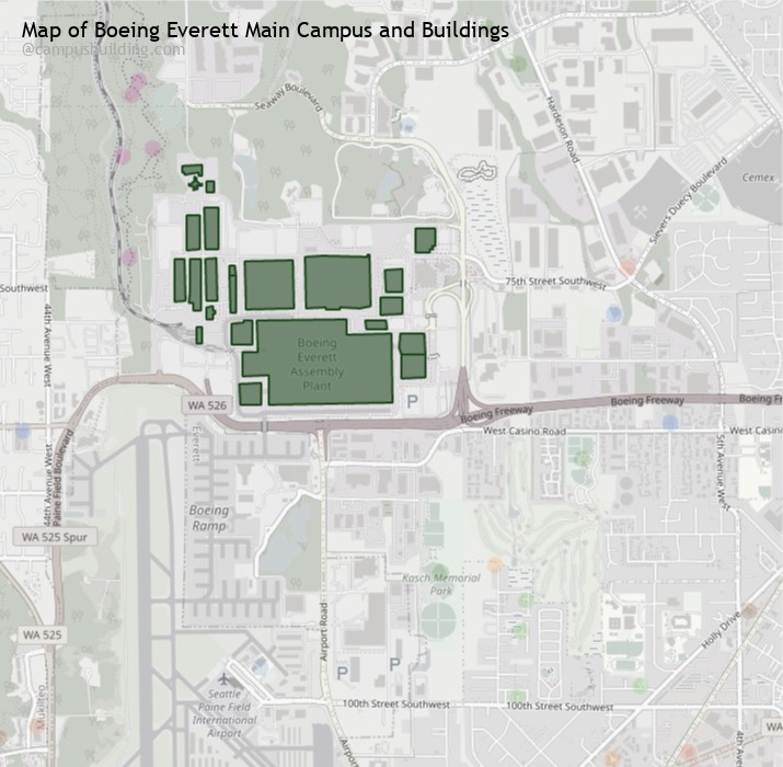 Boeing Everett Main campus buildings map