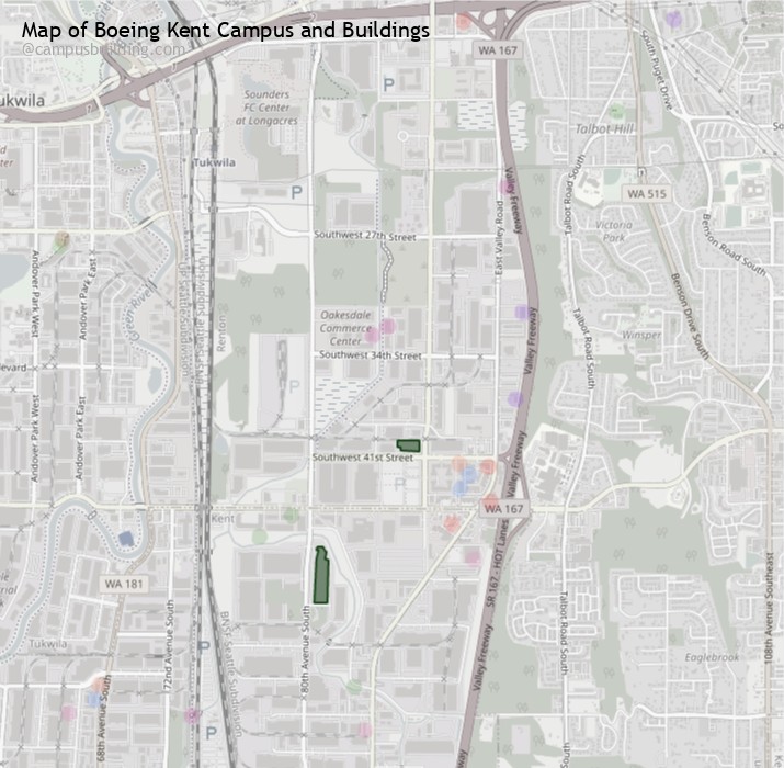 Boeing Kent campus buildings map