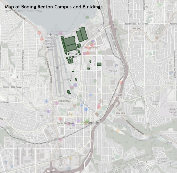 Boeing Renton campus buildings map