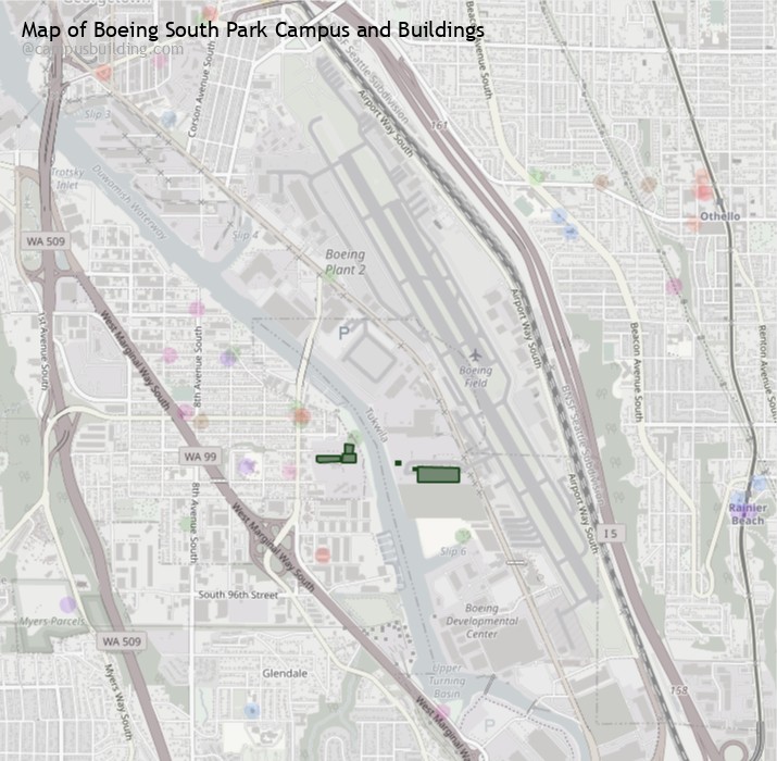 Boeing South Park campus buildings map