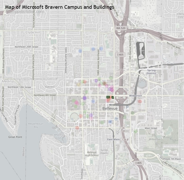 Microsoft Bravern campus buildings map