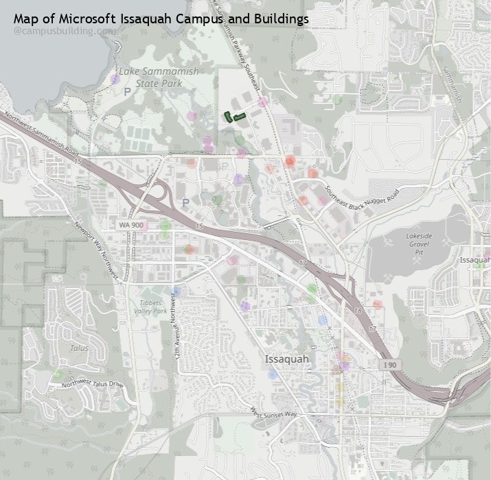 Microsoft Issaquah campus buildings map