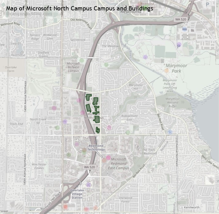 Microsoft North Campus campus buildings map