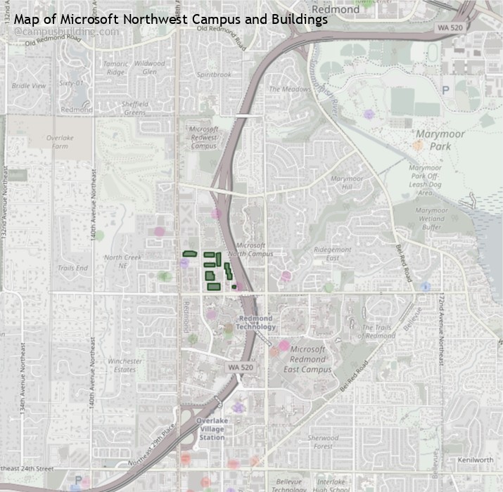 Microsoft Northwest campus buildings map