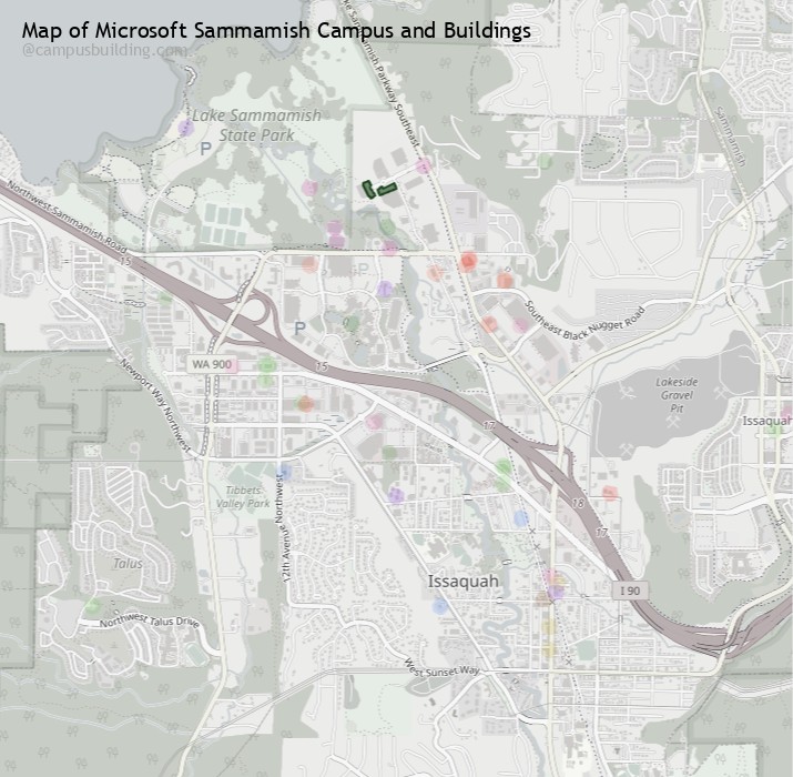 Microsoft Sammamish campus buildings map