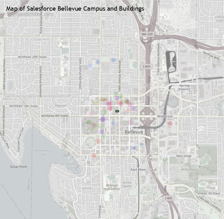 Salesforce Bellevue campus buildings map