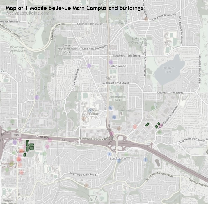 T-Mobile Bellevue Main campus buildings map