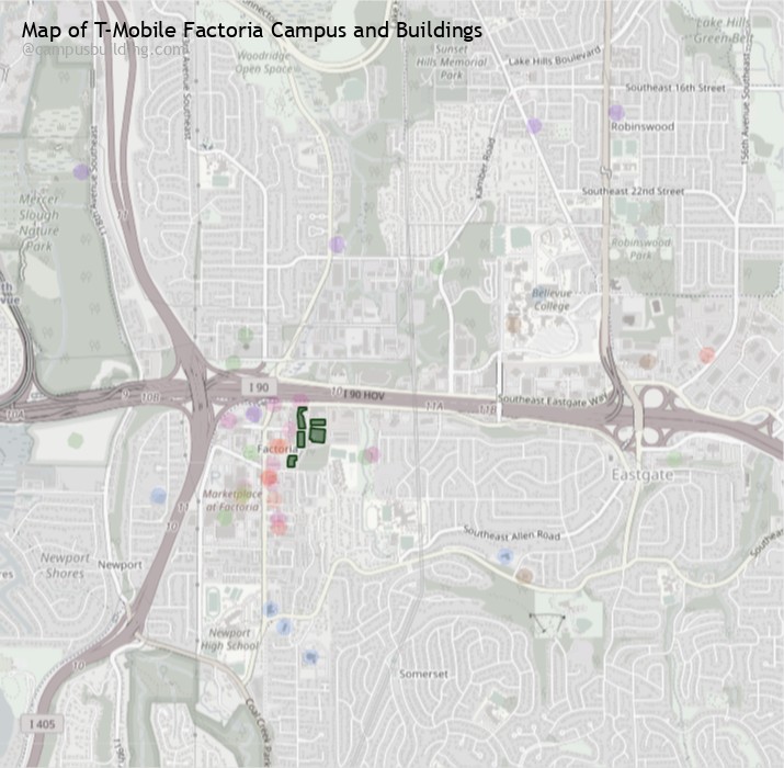 T-Mobile Factoria campus buildings map