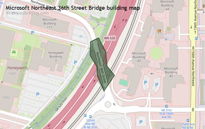 Microsoft Northeast 36th Street Bridge map