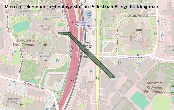 Microsoft Redmond Technology Station Pedestrian Bridge map