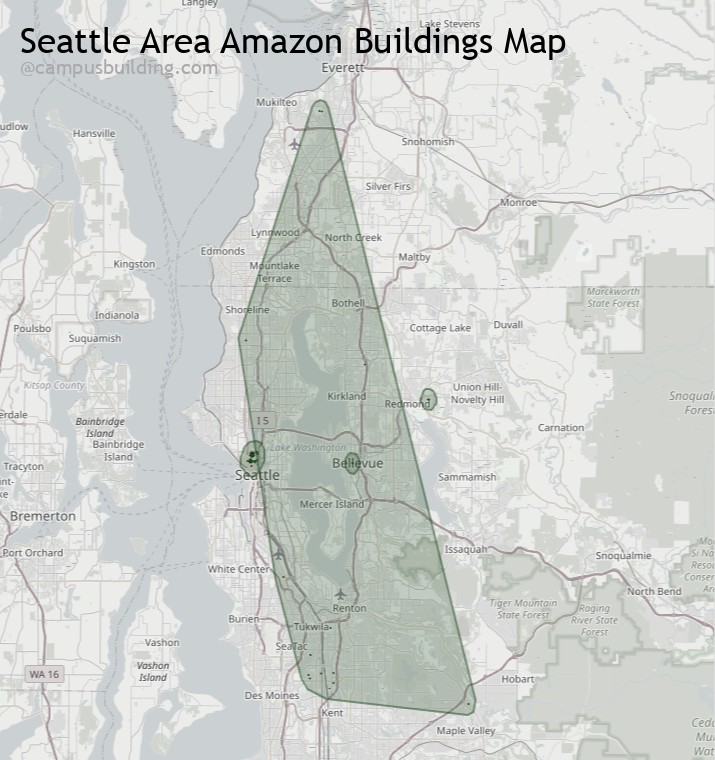 Seattle area Amazon buildings map