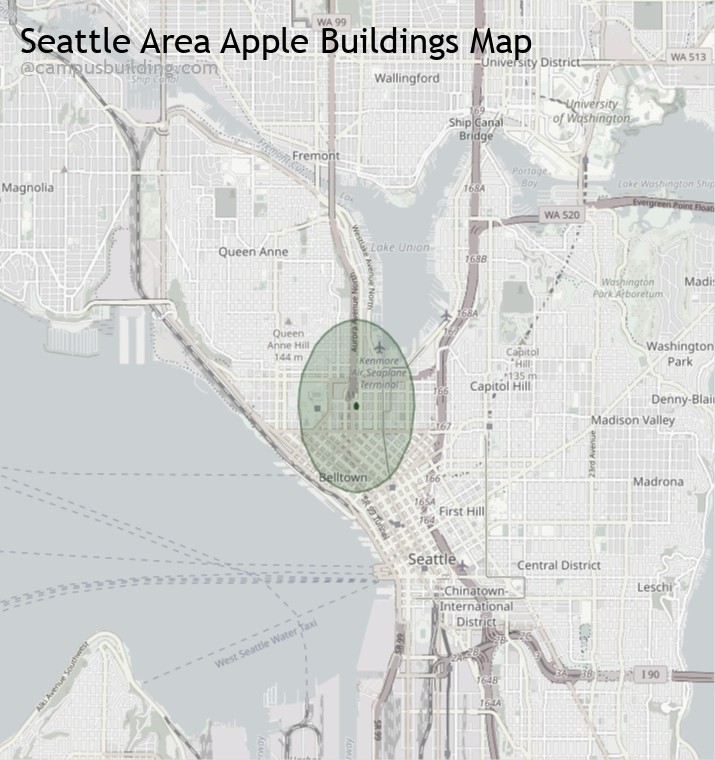 Seattle area Apple buildings map