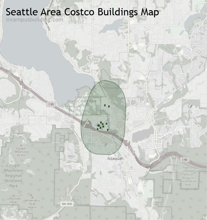 Seattle area Costco buildings map