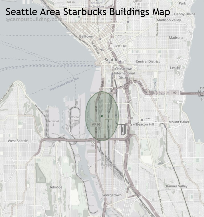 Seattle area Starbucks buildings map