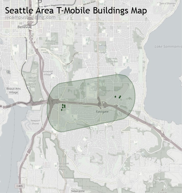 Seattle area T-Mobile buildings map